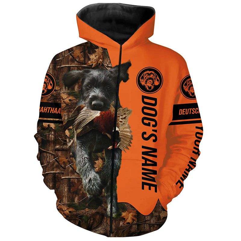 Pheasant Hunting with Dogs Deutsch Drahthaar Customize Name Shirts, Gifts idea for Pheasant Hunters FSD4064