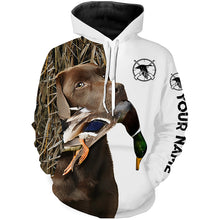 Load image into Gallery viewer, Duck Hunting With Dog Chocolate Labrador Retriever Custom Name 3D All Over Print Shirt Hoodie Personalized Hunting Gifts FSD1862