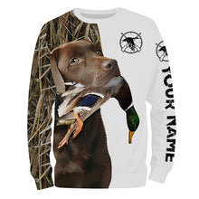 Load image into Gallery viewer, Duck Hunting With Dog Chocolate Labrador Retriever Custom Name 3D All Over Print Shirt Hoodie Personalized Hunting Gifts FSD1862