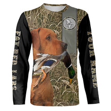 Load image into Gallery viewer, Duck Hunting with Dog Fox Red Labrador Waterfowl Camo Custom Name All Over Printed Shirts, Personalized Gifts FSD2557