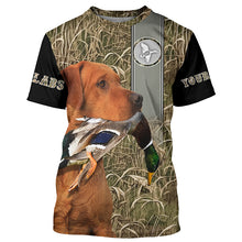 Load image into Gallery viewer, Duck Hunting with Dog Fox Red Labrador Waterfowl Camo Custom Name All Over Printed Shirts, Personalized Gifts FSD2557