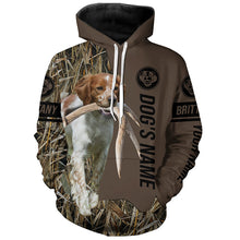 Load image into Gallery viewer, Brittany Hunting dog customized Name Shirt, camo and brown color FSD4677