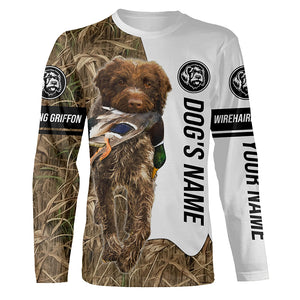 Duck Hunting Dog Wirehaired pointing griffon Customize Name Camo 3D All Over Printed Shirts FSD3440