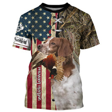 Load image into Gallery viewer, Brittany Hunting Bird Dog Pheasant Hunter American flag full printing shirt, Hoodie FSD3248