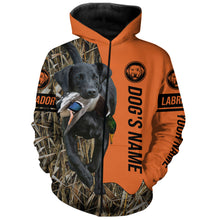 Load image into Gallery viewer, Black Labrador Retriever Hunting Dog Customized Name Zip Up Hoodie Shirt FSD4074