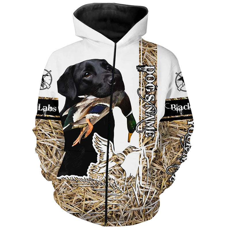 Black Labs Labrador Retriever Duck Hunting Dog Customize Name 3D All Over Printed Shirt FSD3450