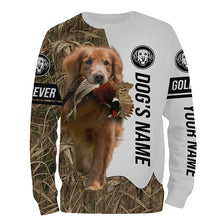 Load image into Gallery viewer, Pheasant Hunting with Red Golden Retriever Dog Custom Name Camo Full Printing Shirts, Hoodie FSD3678