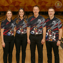 Load image into Gallery viewer, Personalized Team Jersey Men's Custom Cowboy Duck Bowling Polo &amp; 1/4 Zip Shirt |Red NHT1204