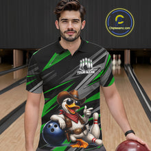 Load image into Gallery viewer, Personalized Team Jersey Men's Custom Cowboy Duck Bowling Polo &amp; 1/4 Zip Shirt |Green NHT1205