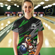 Load image into Gallery viewer, Personalized Team Jersey Women's Custom Cowboy Duck Bowling Polo &amp; 1/4 Zip Shirt |Green NHT1205