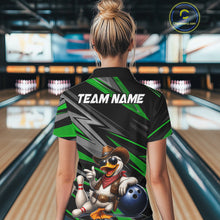 Load image into Gallery viewer, Personalized Team Jersey Women's Custom Cowboy Duck Bowling Polo &amp; 1/4 Zip Shirt |Green NHT1205