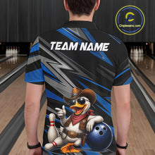 Load image into Gallery viewer, Personalized Team Jersey Men's Custom Cowboy Duck Bowling Polo &amp; 1/4 Zip Shirt |Blue NHT1206