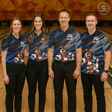 Load image into Gallery viewer, Personalized Team Jersey Women's Custom Cowboy Duck Bowling Polo &amp; 1/4 Zip Shirt |Blue NHT1206