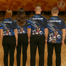 Load image into Gallery viewer, Personalized Team Jersey Women's Custom Cowboy Duck Bowling Polo &amp; 1/4 Zip Shirt |Blue NHT1206