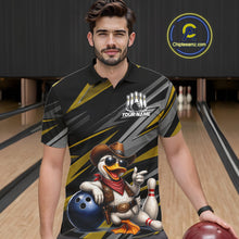 Load image into Gallery viewer, Personalized Team Jersey Men's Custom Cowboy Duck Bowling Polo &amp; 1/4 Zip Shirt |Yellow NHT1207