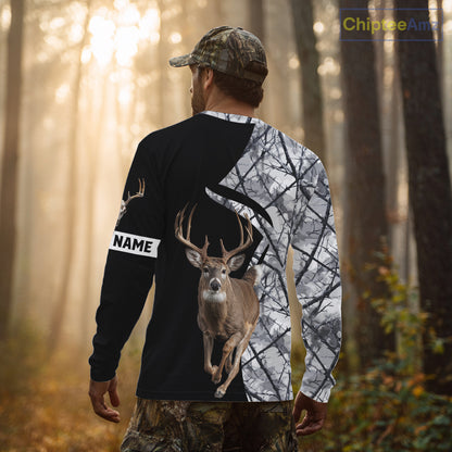 Deer Hunting Big Game Black Camo Gray Custom Name 3D All Over Print Shirts, Hunting Gifts NHT205
