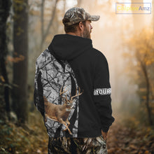Load image into Gallery viewer, Deer Jumping Hunting 3D Black Gray Camo Custom Name All Over Print Shirt Hunting Shirts NHT206