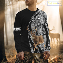 Load image into Gallery viewer, Deer Jumping Hunting 3D Black Gray Camo Custom Name All Over Print Shirt Hunting Shirts NHT206