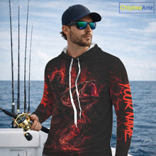 Load image into Gallery viewer, Grim Reaper Bass Fishing Jersey, Largemouth Bass Long Sleeve Hooded Performance Fishing Shirt|Red NHT1212
