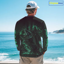 Load image into Gallery viewer, Grim Reaper Bass Fishing Jersey, Largemouth Bass Long Sleeve Performance Fishing Shirt|Turquoise NHT1213