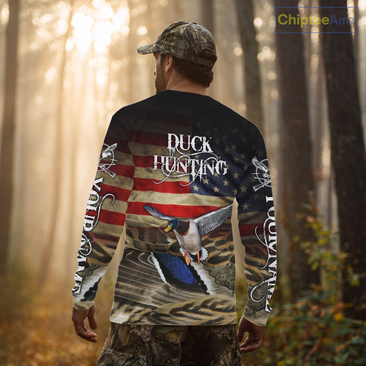 Duck Hunting Waterfowl Camo US Flag, Duck Hunting Gifts, Duck Hunting Shirt NHT294