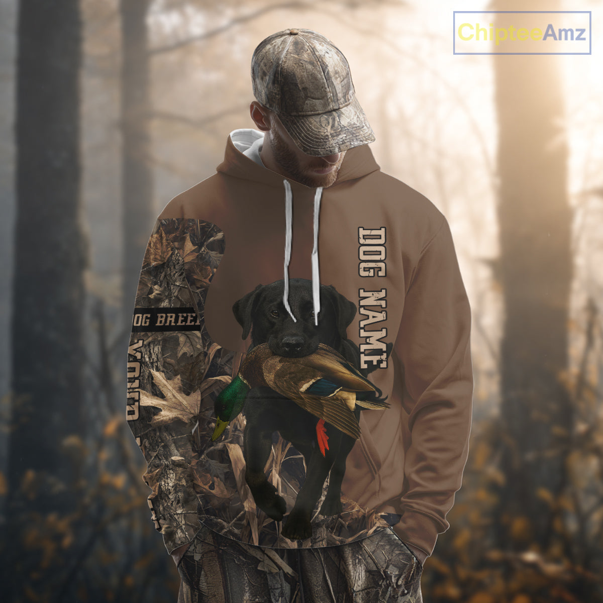 Custom Photo of Brown Hunting Dog and Your Name Shirt for Duck Hunters  NHT337
