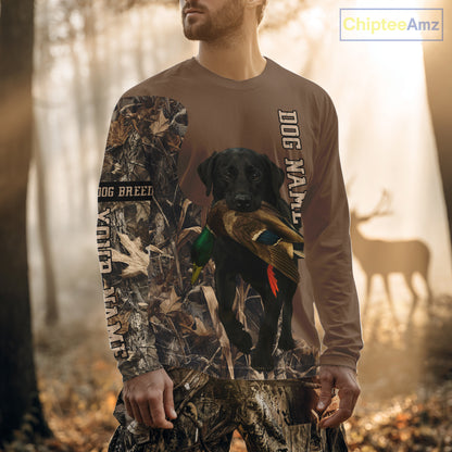 Custom Photo of Brown Hunting Dog and Your Name Shirt for Duck Hunters  NHT337