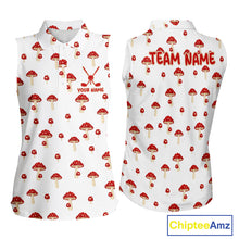 Load image into Gallery viewer, Funny Mushroom Sleeveless Womens Golf Polo Shirt, Personalized Mushroom Red White Pattern Golf Jersey NHT888