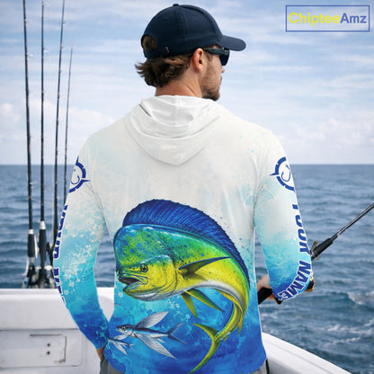Mahi Mahi Fishing Long Sleeve Hooded Gift For Men Deep Sea Saltwater Angler Ocean Adventure 