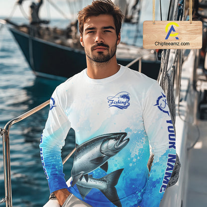 Chinook Salmon Fishing Long Sleeve Gift For Men Deep Sea Saltwater Angler Ocean Adventure