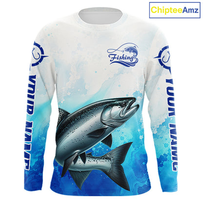 Chinook Salmon Fishing Long Sleeve Gift For Men Deep Sea Saltwater Angler Ocean Adventure