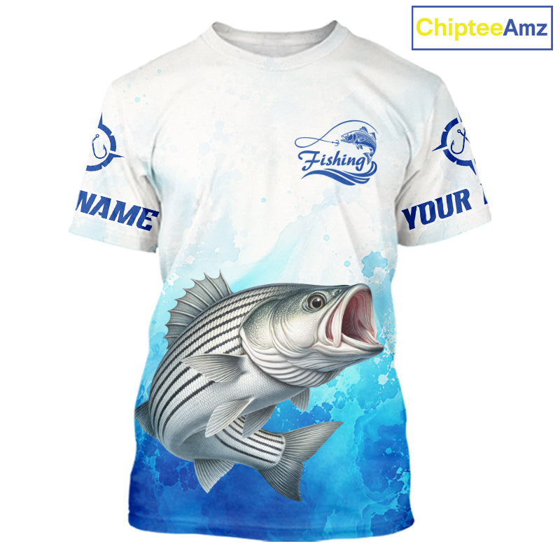 Striped Bass Fishing T-shirts Gift For Men Deep Sea Saltwater Angler Ocean Adventure 