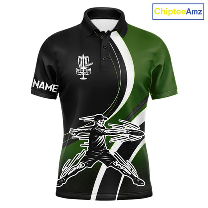 Green Mens Disc Golf Polo Shirt Customized Disc Golf Shirts For Men Disc Golfing Gifts NHT895