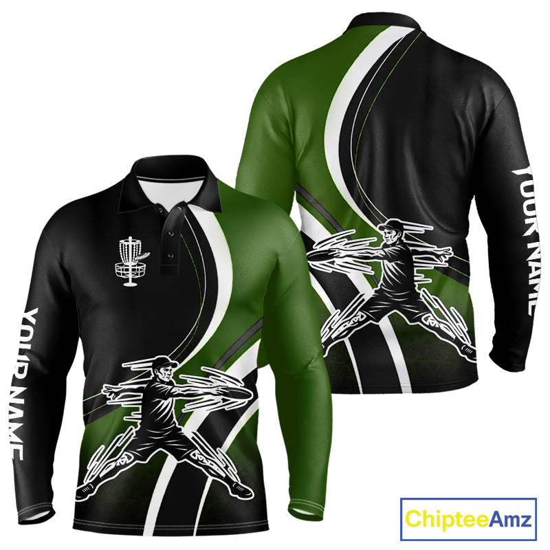 Green Mens Disc Golf Polo Shirt Customized Disc Golf Shirts For Men Disc Golfing Gifts NHT895