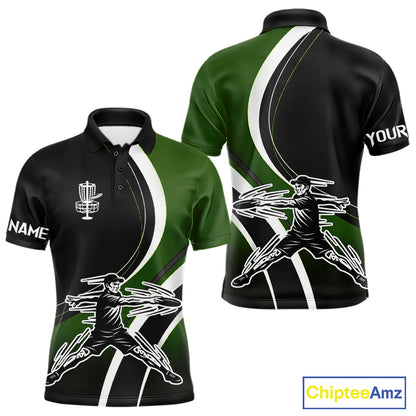 Green Mens Disc Golf Polo Shirt Customized Disc Golf Shirts For Men Disc Golfing Gifts NHT895