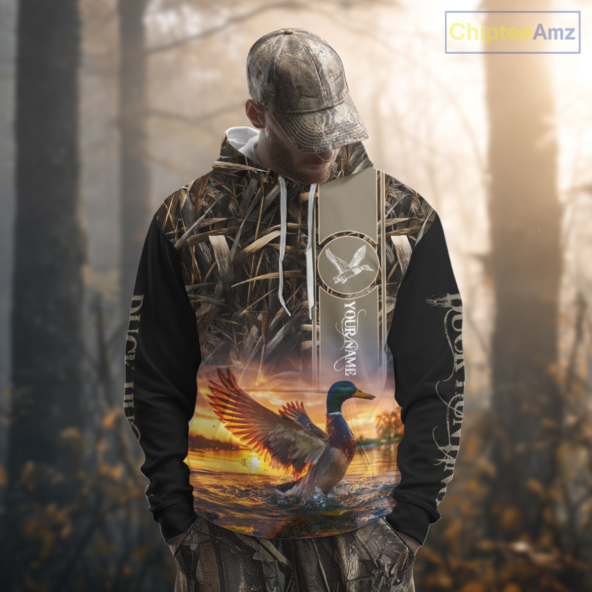 Mallard Duck Hunting Shirt Waterfowl Camo Custom Name Shirts, Personalized Hunting Clothes NHT116