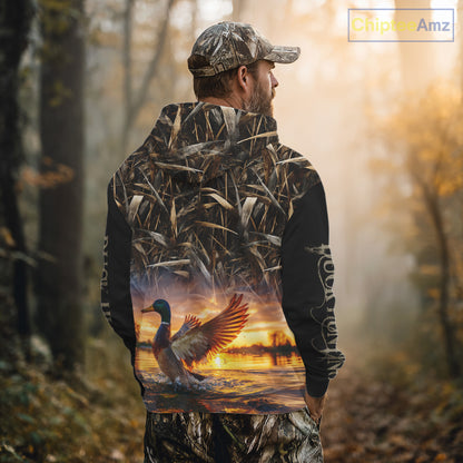 Mallard Duck Hunting Shirt Waterfowl Camo Custom Name Shirts, Personalized Hunting Clothes NHT116