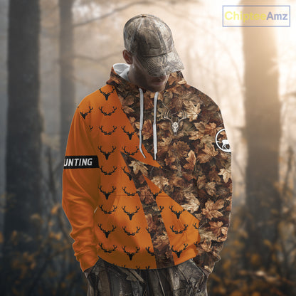 Whitetail Deer Hunting Orange and Autumn Camo Shirts, Personalized Hunting Shirt NHT212