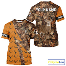 Load image into Gallery viewer, Whitetail Deer Hunting Orange and Autumn Camo Shirts, Personalized Hunting Shirt NHT212