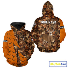 Load image into Gallery viewer, Whitetail Deer Hunting Orange and Autumn Camo Shirts, Personalized Hunting Shirt NHT212