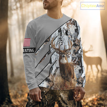 Load image into Gallery viewer, Snowfall Deer Hunting 3D All Over Print Winter Camo Shirt Custom Name For Big Game Hunters NHT214