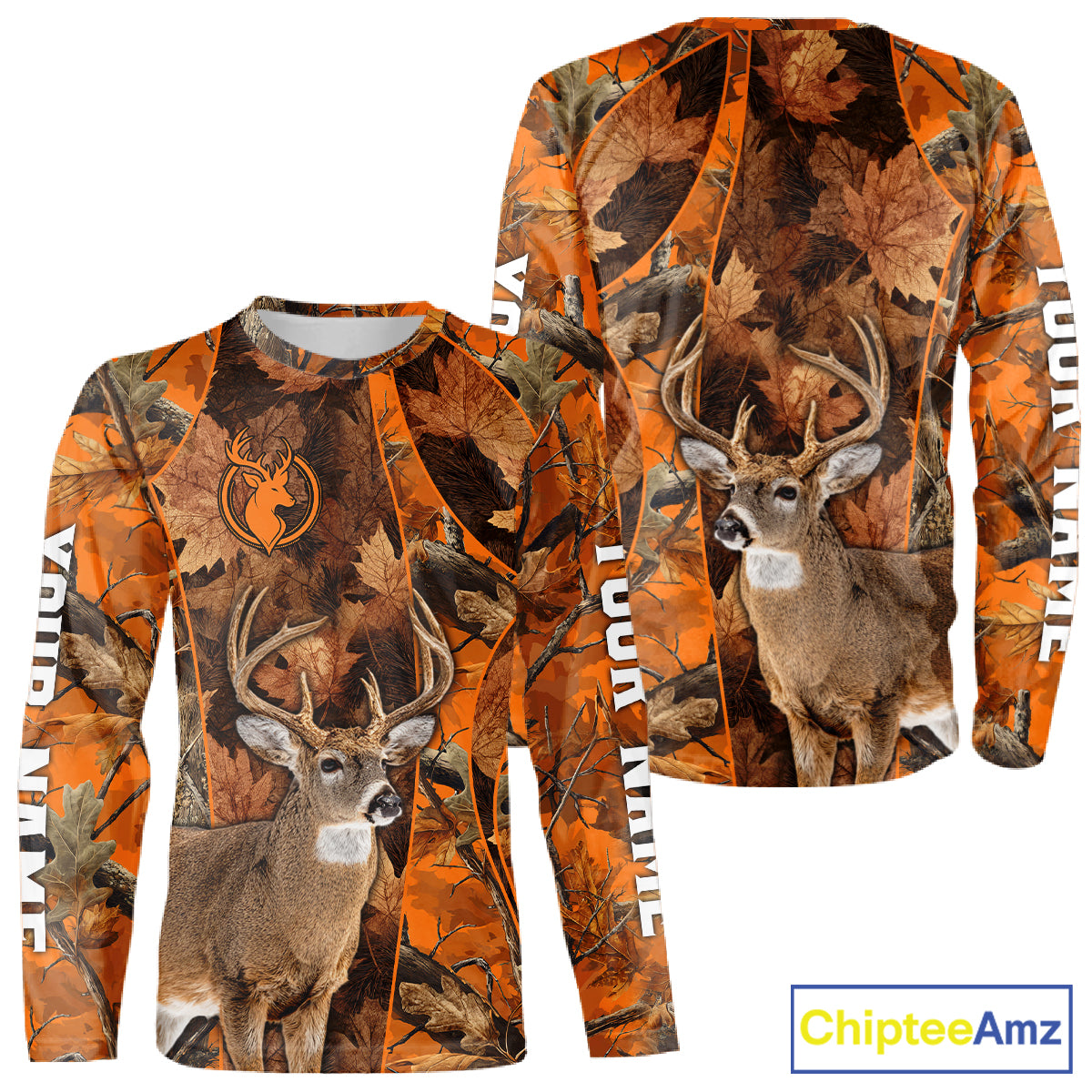 Unisex 3D Deer Hunting Orange Camo Shirt, Whitetail Deer Hunting Shirt For Deer Hunters NHT221