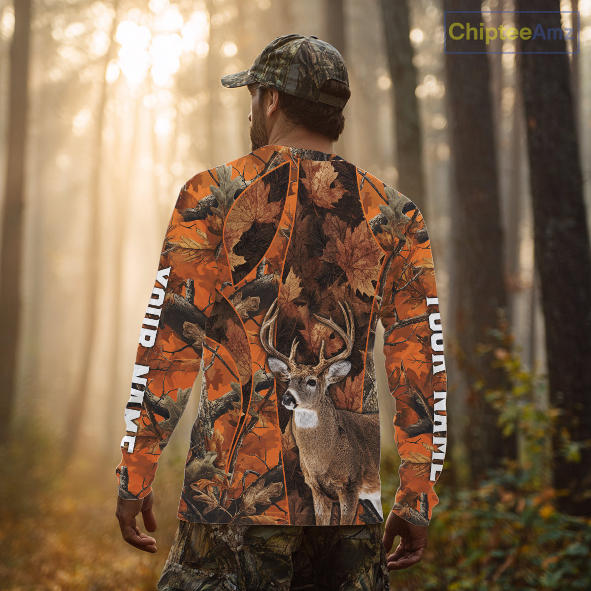 Unisex 3D Deer Hunting Orange Camo Shirt, Whitetail Deer Hunting Shirt For Deer Hunters NHT221