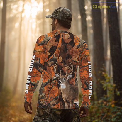 Unisex 3D Deer Hunting Orange Camo Shirt, Whitetail Deer Hunting Shirt For Deer Hunters NHT221
