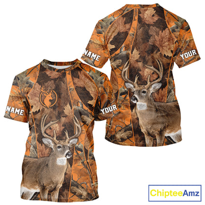 Unisex 3D Deer Hunting Orange Camo Shirt, Whitetail Deer Hunting Shirt For Deer Hunters NHT221