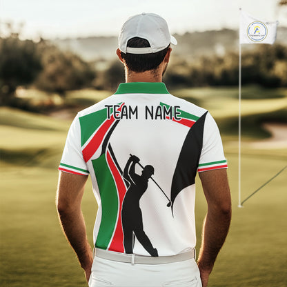 Mexican Flag White Golf Pattern Mens Polo Shirt Patriotic Mens Golf Shirt Mexico Golf Gifts NHT737