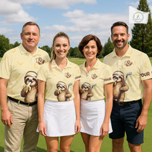 Load image into Gallery viewer, Funny Sloth Banana Mens Golf Polo Shirt Custom Golf Jerseys, Golf Apparel Gift For Golf Lovers NHT907