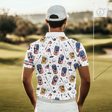 Load image into Gallery viewer, Custom Patriotic Mens Golf Polo Shirt With Beer Print – Personalized USA Golf Team Polo 