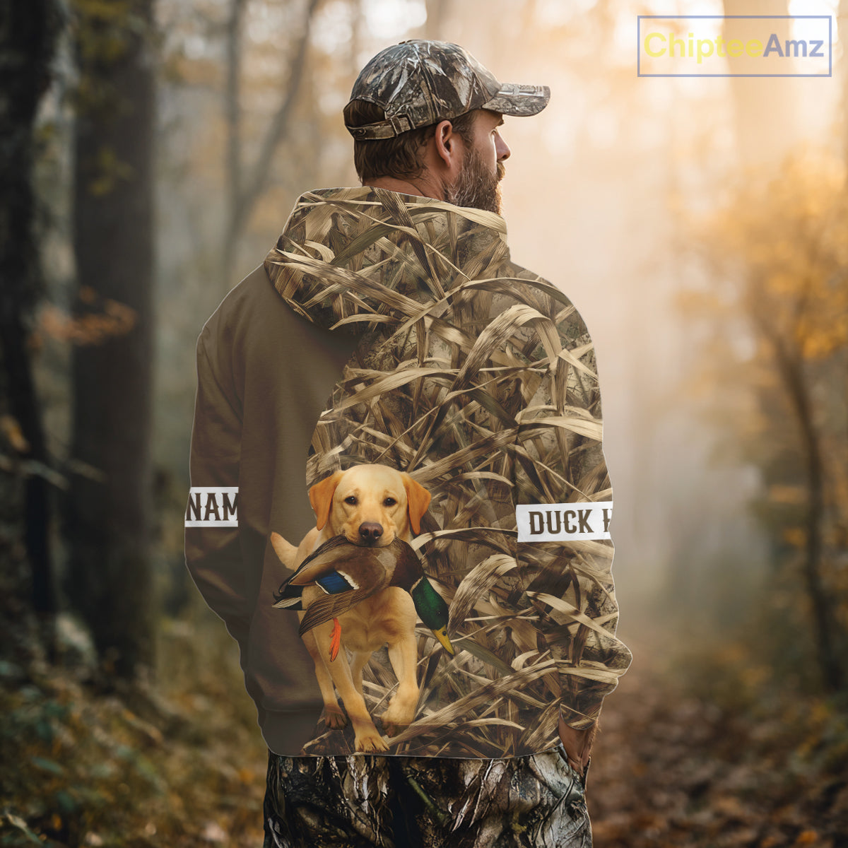 Duck Hunting Brown Camo Shirt with Yellow Lab – All Over Print Design, Gift for Hunters NHT228