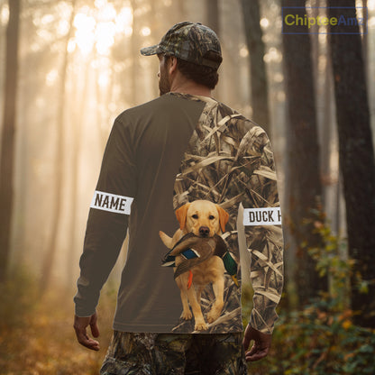 Duck Hunting Brown Camo Shirt with Yellow Lab – All Over Print Design, Gift for Hunters NHT228